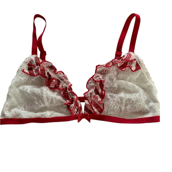 Victoria's Secret Other - Victoria’s‎ Secret Red and White Lace Bralette Size Large No padding